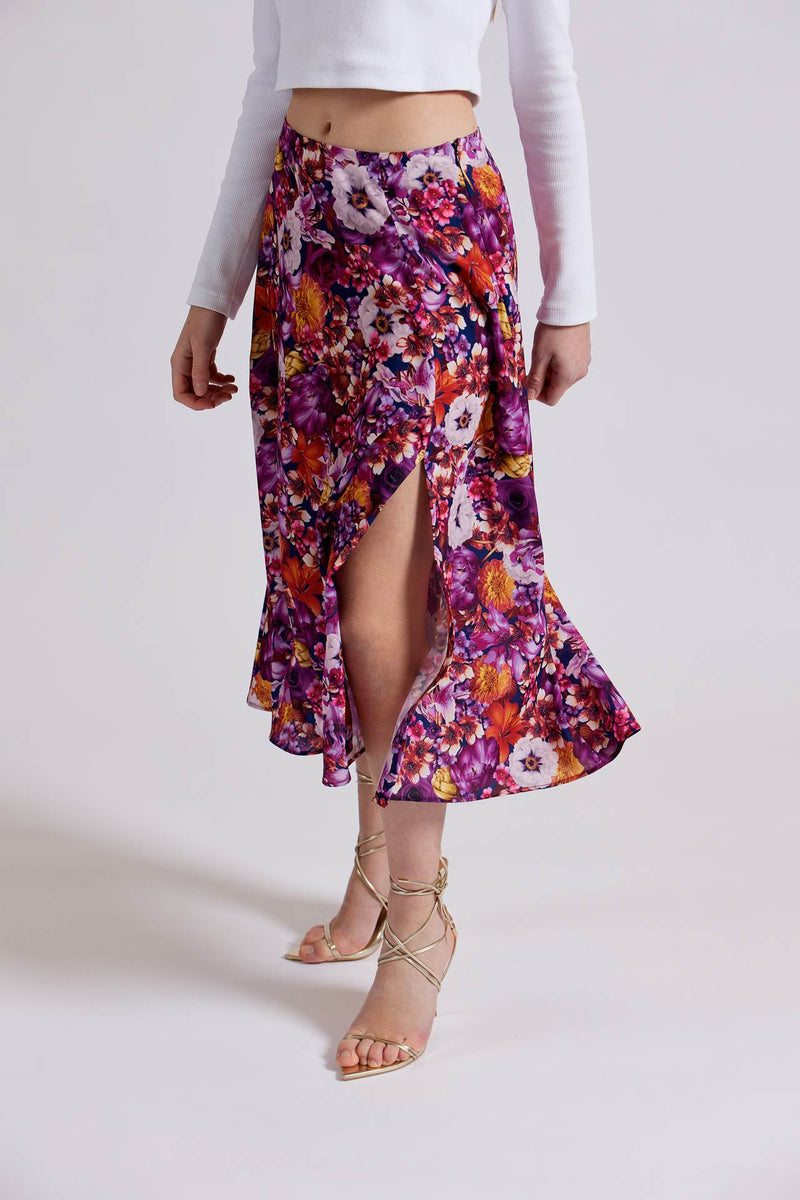Floral midi skirt with side slit BREMBATI