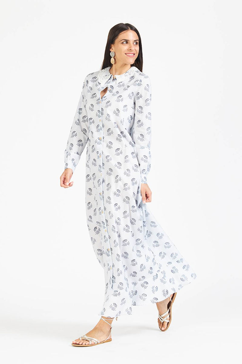 Millenee White long shirt dress with pattern