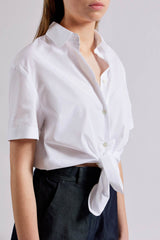 Cropped Cotton Shirt in White BREMBATI