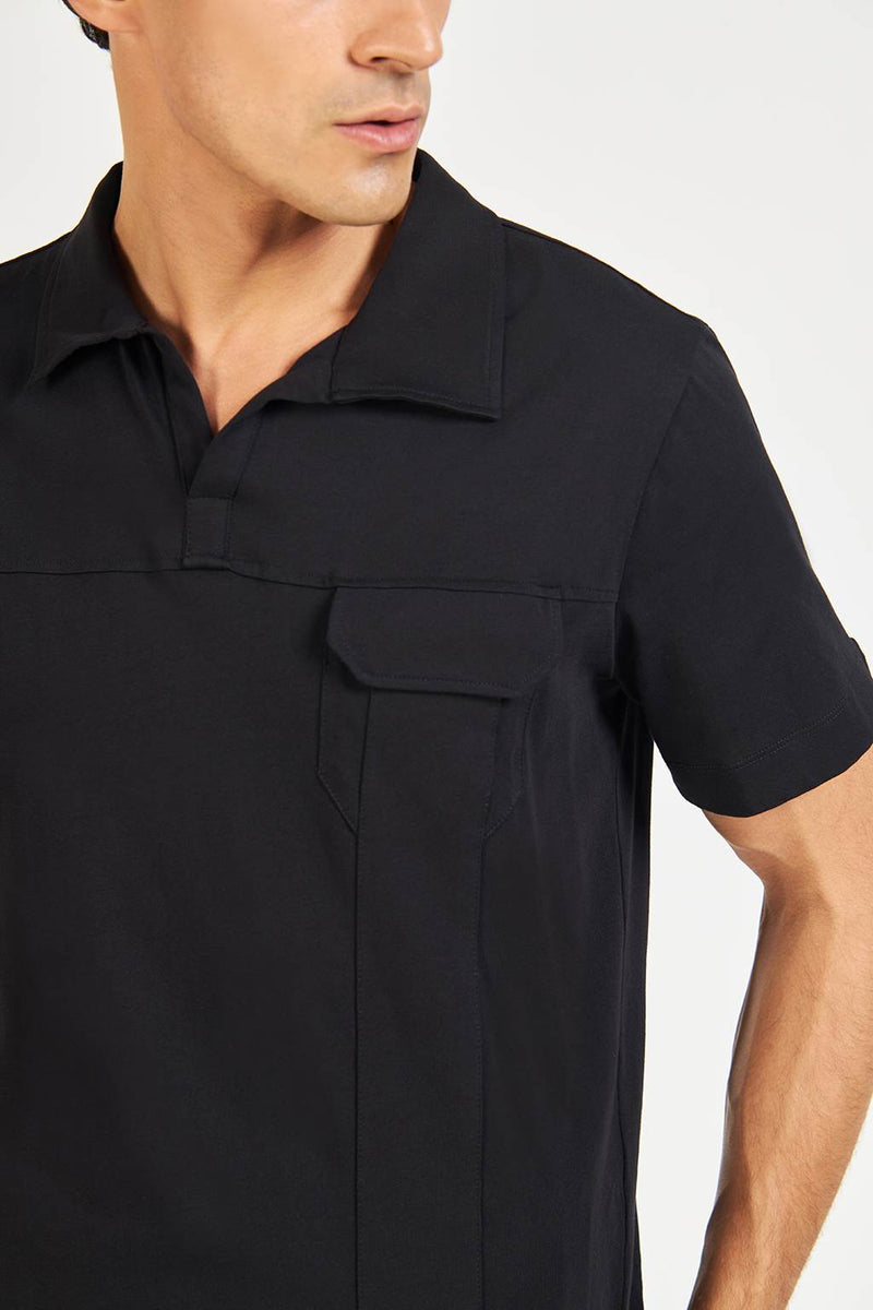 Civico 7 Black cotton polo shirt for men