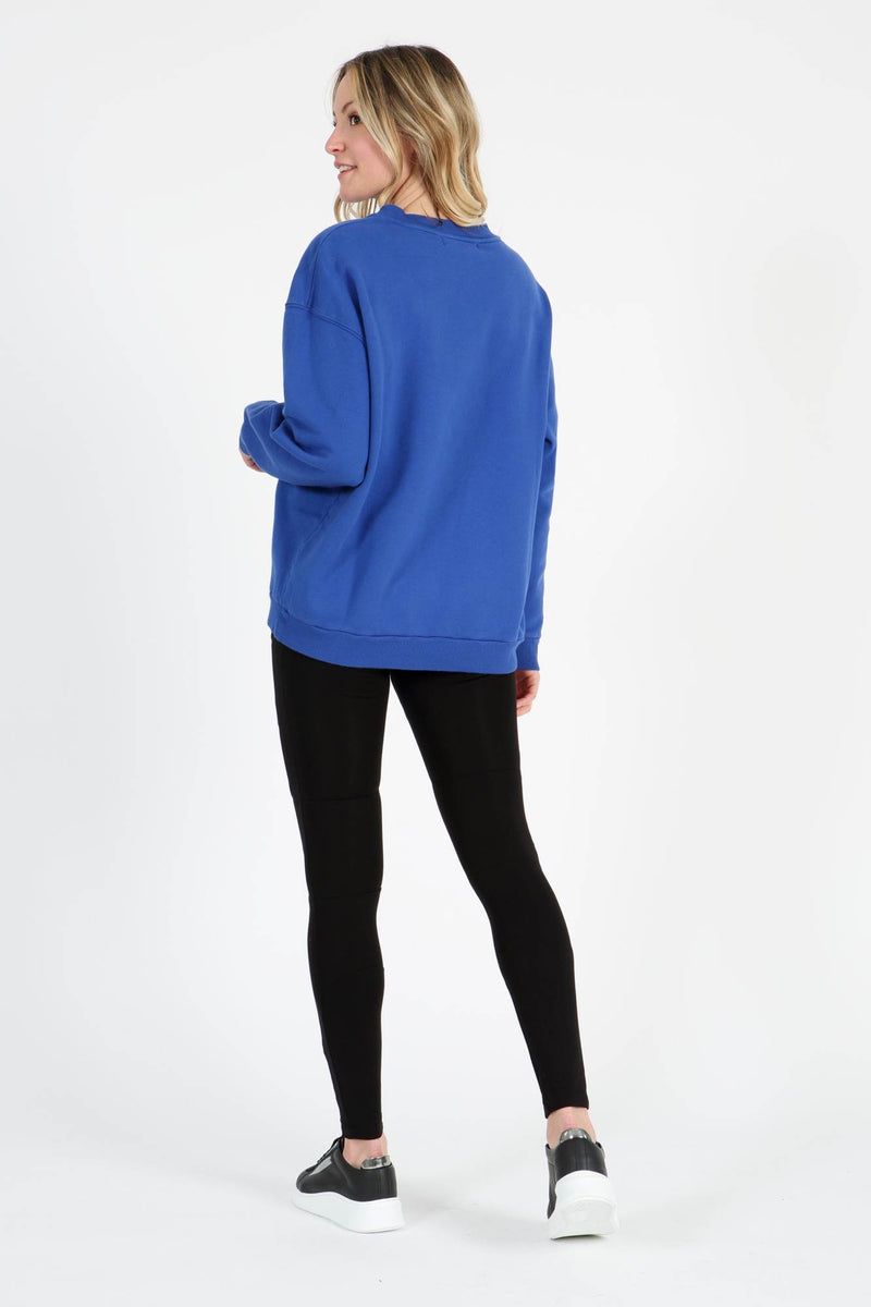 Not Found Crewneck blue cotton oversize sweatshirt for women