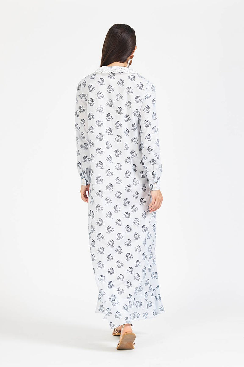Millenee White long shirt dress with pattern
