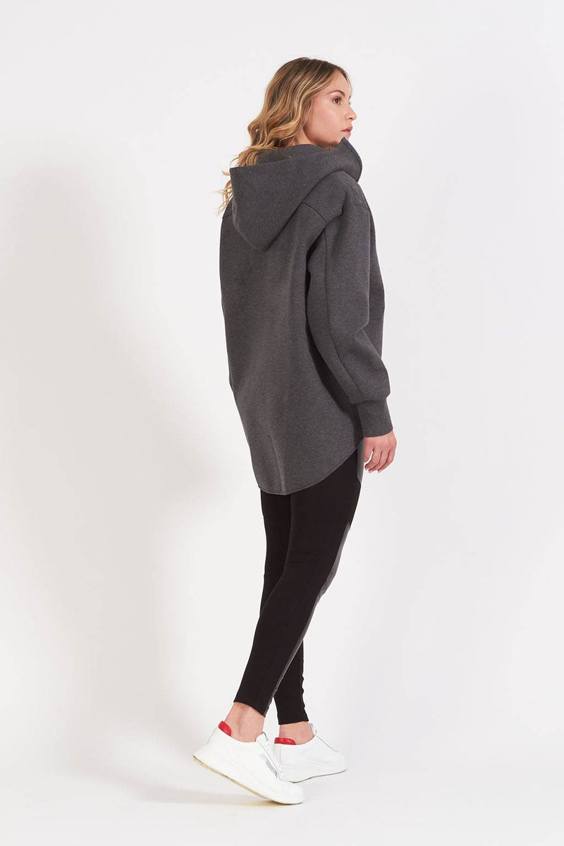 Not Found Dark grey oversized zip-up hoodie for women