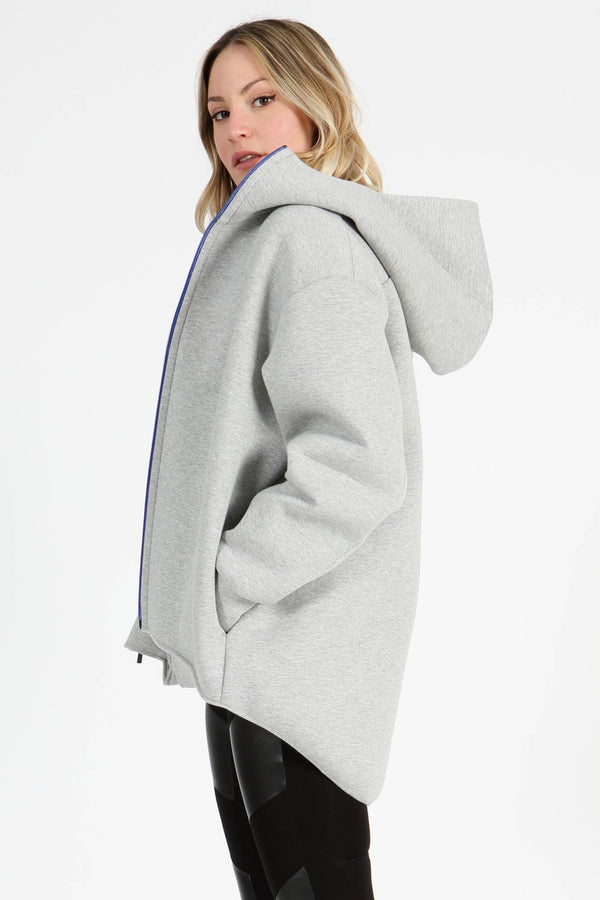 Not Found Light gray oversize zip-up hoodie for women