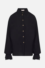 Alba Ruffo => LUISA - Black ruffle blouse Shirts - BREMBATI
