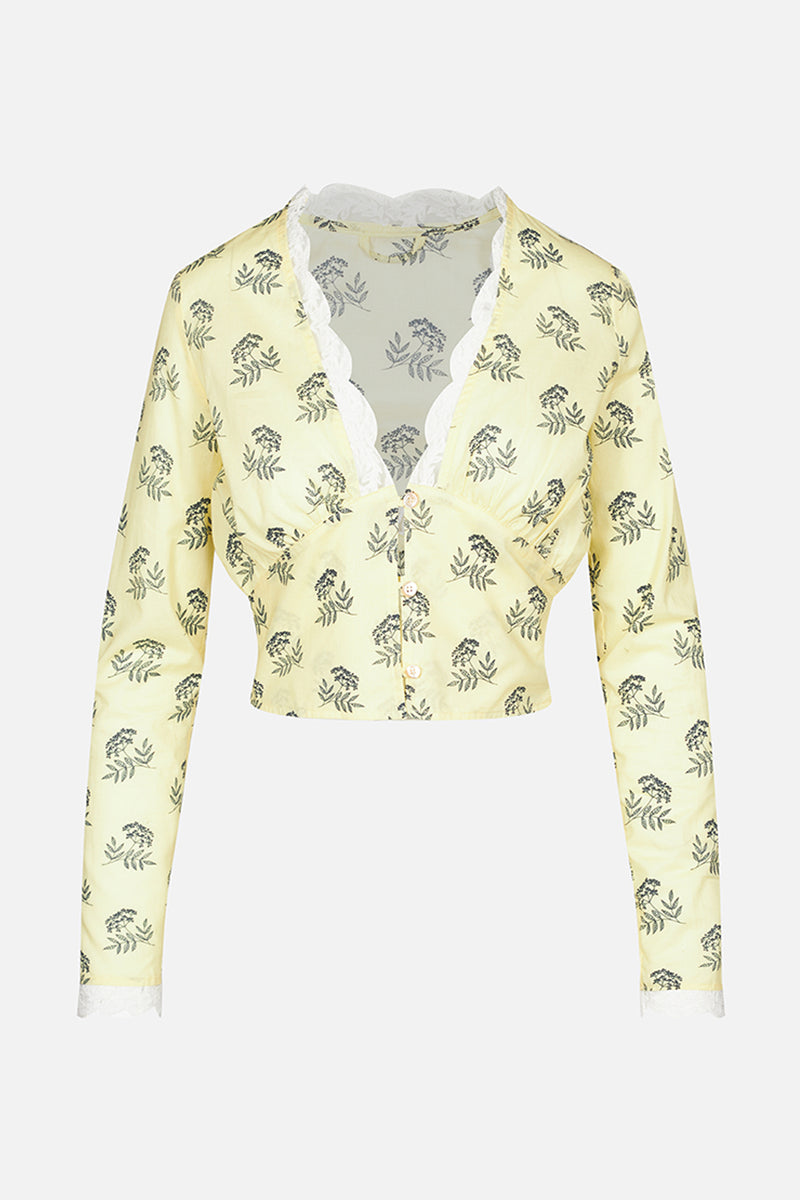 Millenée => Yellow crop blouse Shirts - BREMBATI