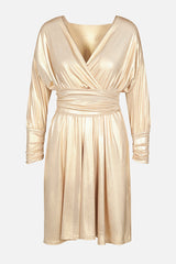 Long-sleeved Wrap Dress in Gold BREMBATI