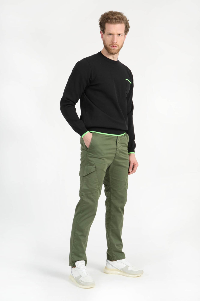 Not Found Regular fit army green cargo pants for men