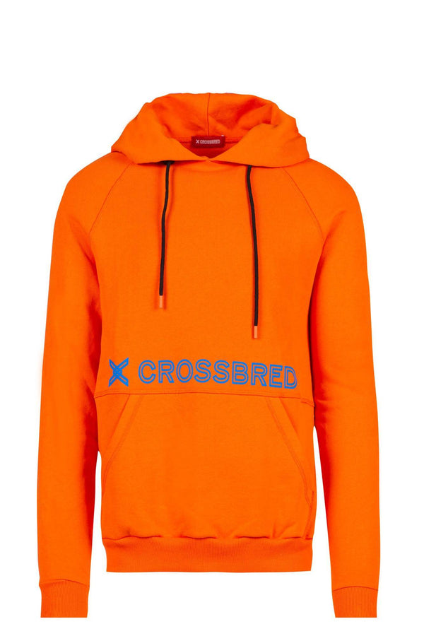 Crossbred Orange cotton kangaroo pouch hoodie for men