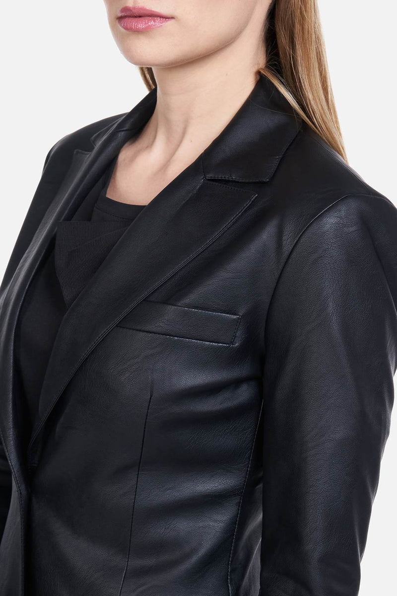 Faux leather single-breasted blazer in Black BREMBATI