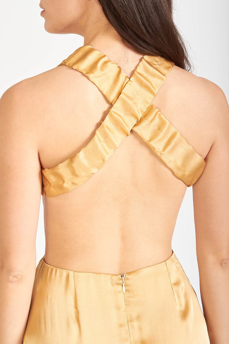 David Devant Gold cut-out long dress for women