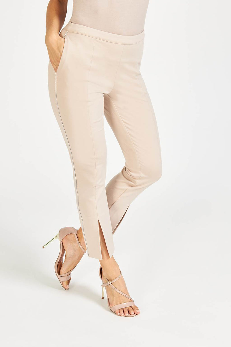 Elevating Ideas => Beige trousers front slit Trousers - BREMBATI