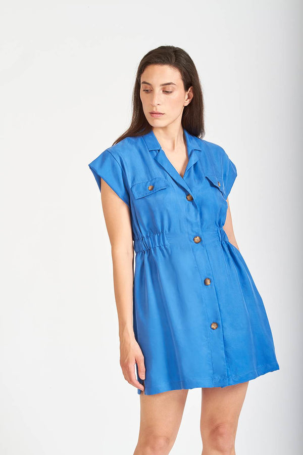 David Devant Light blue mini shirt dress for women