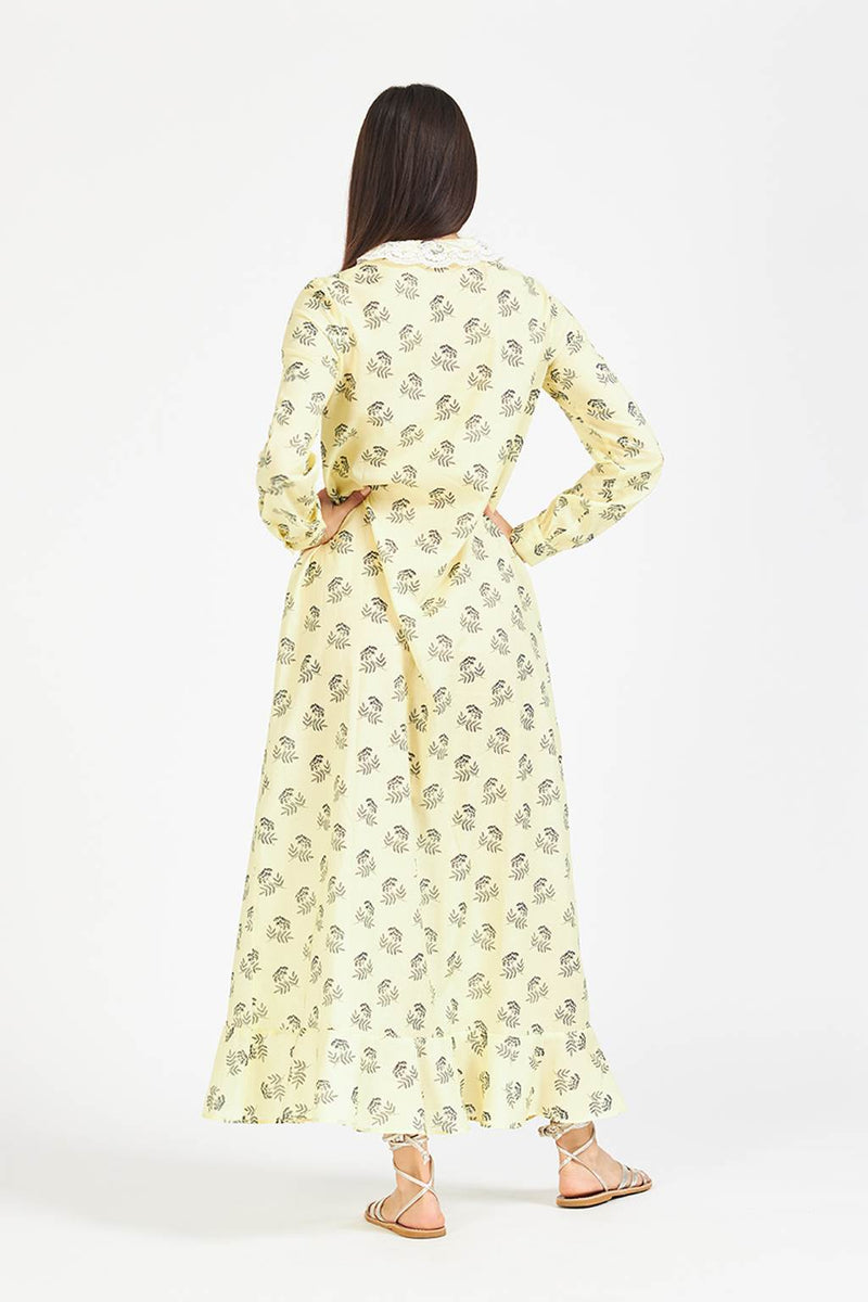 Millenee Yellow long shirt dress with pattern