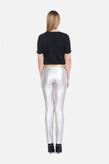 Slim fit trousers laminated in silver gold BREMBATI