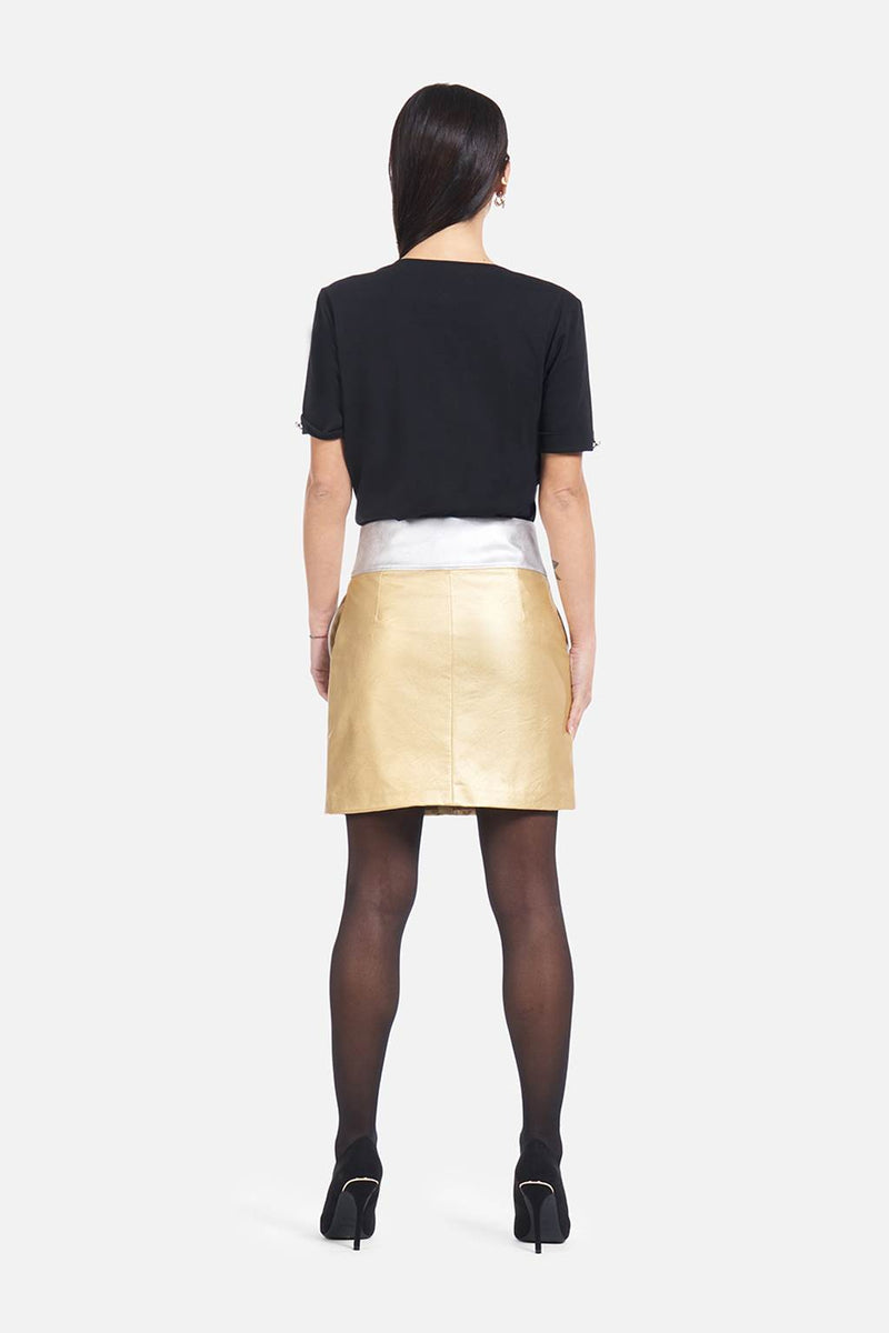 Miniskirt laminated in gold silver BREMBATI