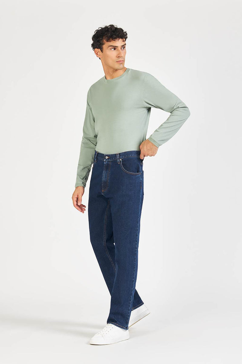 David Devant Blue 5-pocket jeans relaxed fit for men
