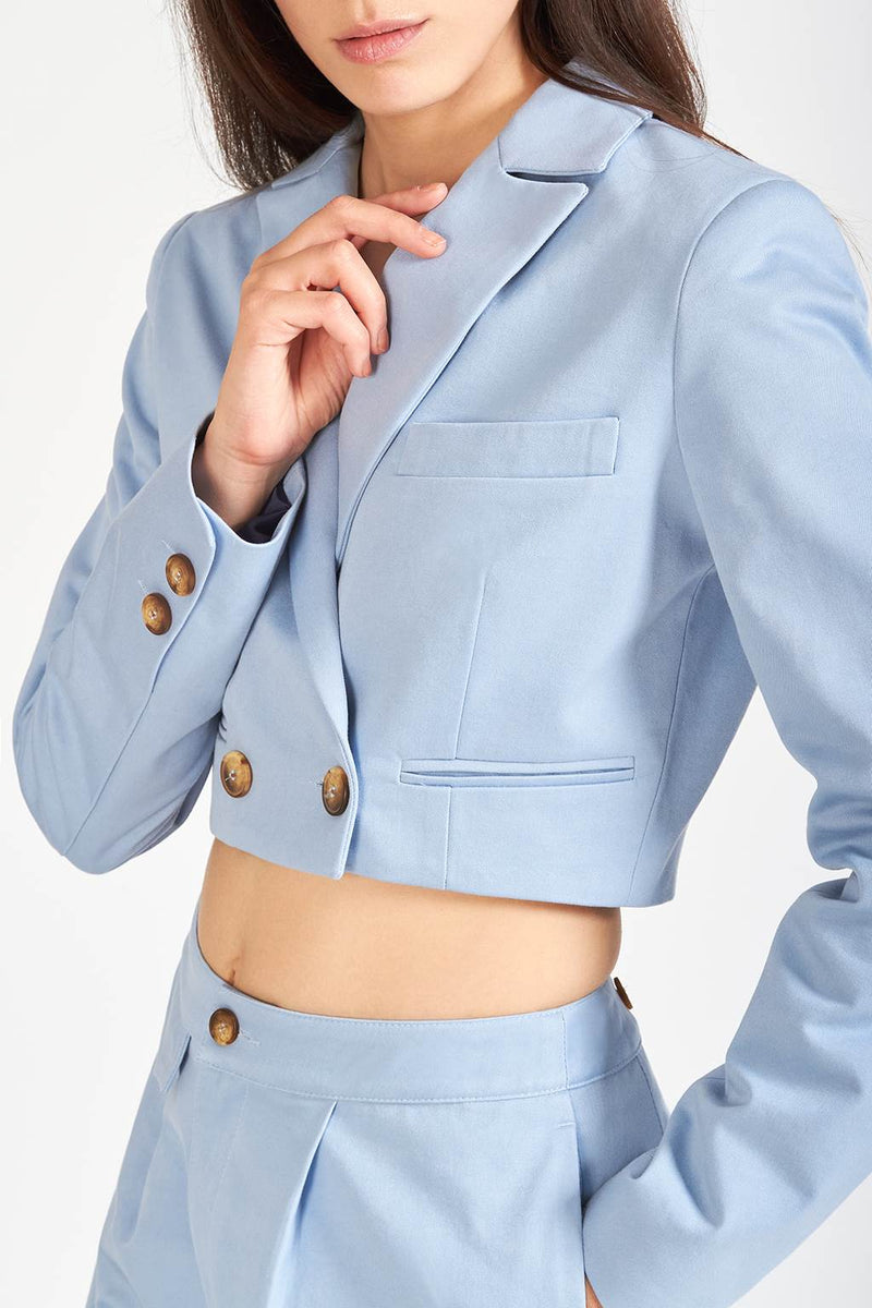David Devant Light blue cropped blazer for women