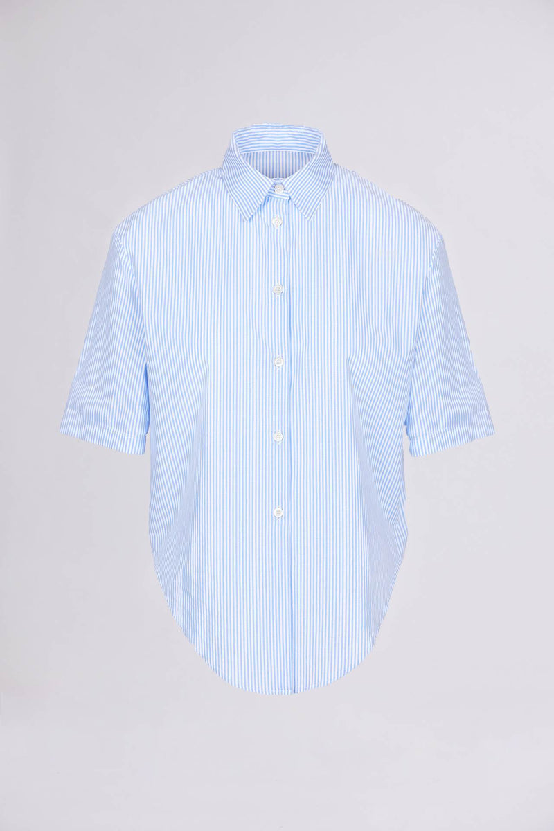 BREMBATI => Cropped Striped Cotton Shirt Shirts - BREMBATI